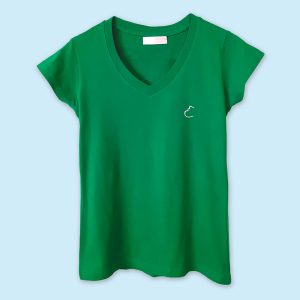 Camiseta cuello v «alita» Basic angels -Mujer