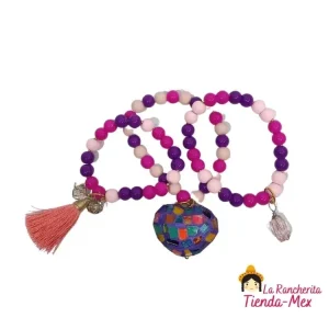 Pulsera Chaquira Fin de Semana Corazon Vitral
