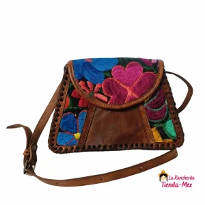 Bolso De Vaqueta Bordada Trapecio