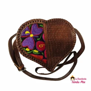 Bolso De Vaqueta Bordada Corazon.