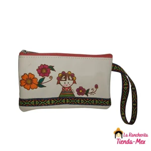 Cosmetiquera De Piel Quemada Decorada