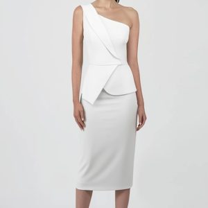 Vestido Eucalipto asimétrico péplum