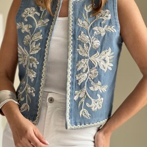 Chaleco Denim Bordado