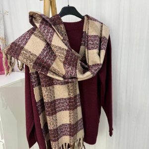 Bufanda Cuadros Burdeos