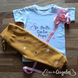 Kit camiseta + pantalón estrellitas «Yo brillo…» Bebé / Niñ@s