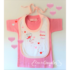 Kit Camiseta y babero «Ideal gifts» – Mensajes y colores – Niños