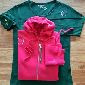 Kit sudadera fucsia «I love my life» + camiseta m/l verde oliva «Basic angels» Mujer