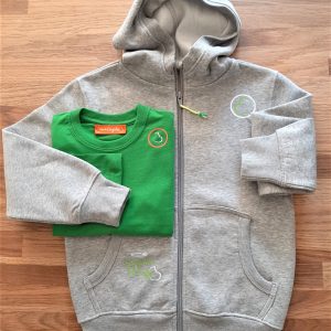 Kit sudadera gris capucha + camiseta verde «Mensajes» niñ@s