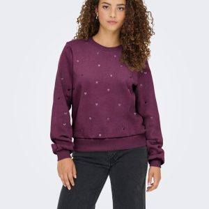 SUDADERA CORAZONES VINO